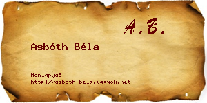 Asbóth Béla névjegykártya