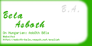 bela asboth business card